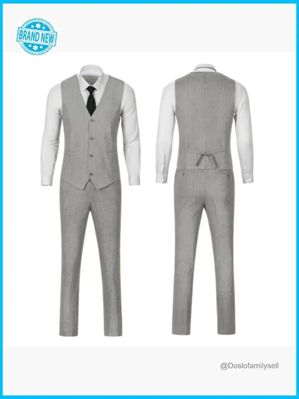 Retro Tweed Herringbone Men's Suit Slim Fit 3 Piece Set Blazer Vest Pants